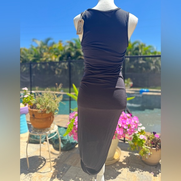 All Saints Black Draped Maxi Dress – NWT, Asymmetrical Hem, Modal Stretch Size 6 - Picture 3 of 4